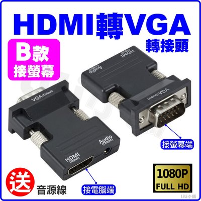 HDMI轉VGA 附送音源線 d sub 1080P 轉接頭 HDMI母 轉 VGA公 有聲音輸出 轉換器 免供電