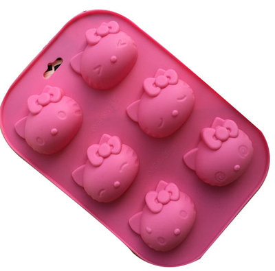 小原屋◕‿◕矽膠- 6連小kitty 手工皂模 布丁模 果凍模 巧克力模 黏土手工藝材料