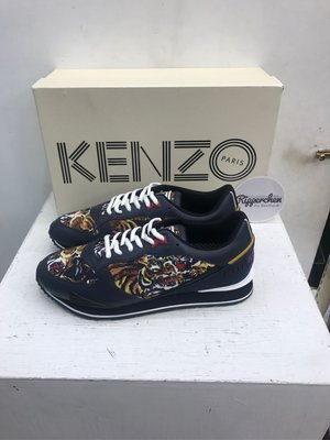 KENZO Paris 深藍色 滿版 老虎 圖案 休閒鞋 全新正品 男裝 男鞋 歐洲精品