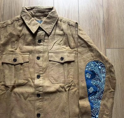 亞軒潮店 大牌潮款現貨VISVIM KOFU ICT BLACK ELK FLANNEL黃色腰果花水滴襯衫正品免運