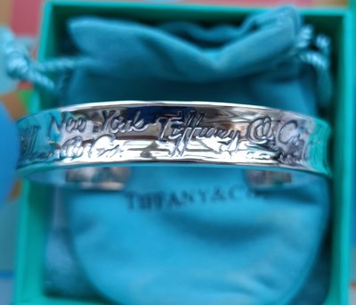 Tiffany 蒂芬尼 經典 純銀開口手鐲  寬版 【10022】 【附原盒、防塵套】 較少