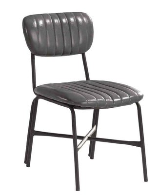 【風禾家具】QA-179-4@GYF灰色直條皮餐椅【台中市區免運送到家】 洽談椅 造型椅 休閒椅 書椅 金屬腳座 傢俱