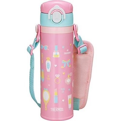 THERMOS 膳魔師 兒童保溫瓶 真空隔熱水瓶 保溫保冷 500毫升 可拆背帶 粉色 JOI-500 P-極巧