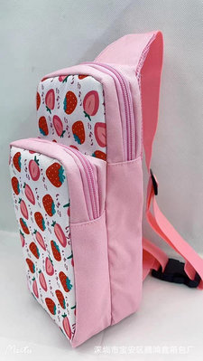 SWITCH/OLED 保護包馬里奧草莓櫻花斜挎包尼龍布主機收納包單肩包