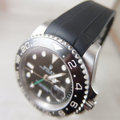 【錶帶家】20mm 圓弧頭PU膠錶帶膠帶含安全扣代用 勞力士 Rolex 黑水鬼綠水鬼 16610 LV daytona