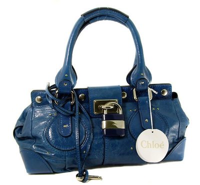 Chloe 8ES024 Snap Paddington plexi bag 100%正品 中型小羊皮透明鎖頭包 藍綠