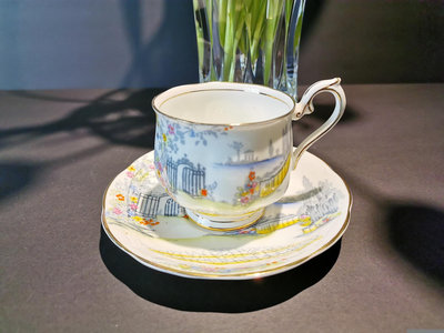 【二手】中古Royal Albert Rosedale 系列 咖啡杯 回流 瓷器 賞盤【大開門古玩】-345