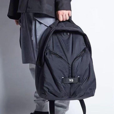 Y3 黑色 科技布面質感雙肩後背包 加厚材質 大容量 多夾層 日常 旅行 運動 精緻質感 限量優惠