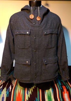 MT RAINIER DESIGN 60/40 Melton灰色羊毛連帽多口袋短大衣 登山系防潑水美國質料 日本聖林公司