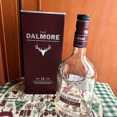 蘇格蘭Dalmore 大摩12年威士忌空酒瓶/多用途玻璃空瓶/空洋酒瓶/裝飾/容器/花瓶/收藏（700ml)