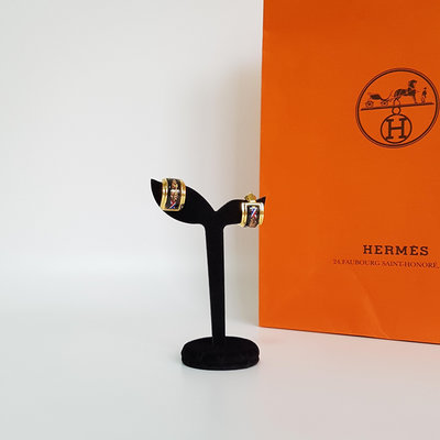 愛馬仕  HERMES  經典款 七寶燒  夾式耳環 ， 保證真品  超級特價便宜賣