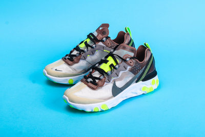 Nike React Element 87 灰 咖啡色 半透明 休閒運動慢跑鞋 男女鞋AQ1090-002【ADIDAS x NIKE】