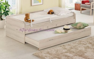 【N D Furniture】台南在地家具-歐式時尚防蛀木心板白橡色3.3尺四抽收納子母床(不含床墊)MC