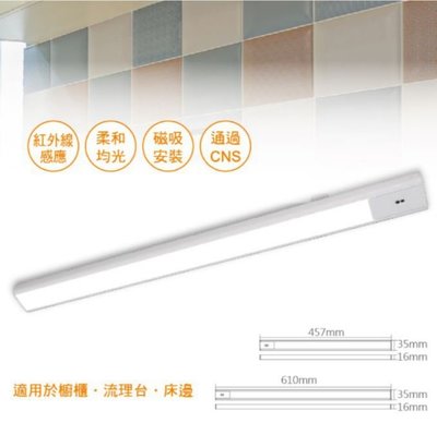 【台北點燈】舞光 LED 感應層板燈 60公分 黃光/白光 櫥櫃燈 揮手感應開關 磁吸安裝 另有45CM