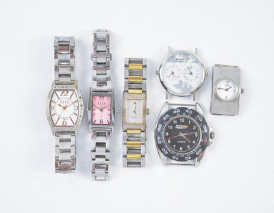 《玖隆蕭松和 挖寶網F》A倉 ELLE / ESPRIT 簡約款 羅馬字 亮鑽 手錶 腕錶 錶頭 共 6入 (14438)