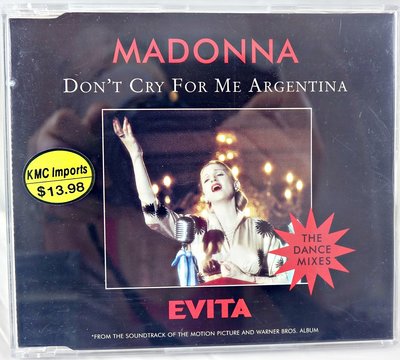 【MADONNA瑪丹娜 Don't Cry for Me Argentina Dance Mix 】德製，單曲 CD！