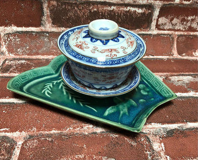 台灣早期綠釉 浮雕點心盤 擺飾 茶盤（2）