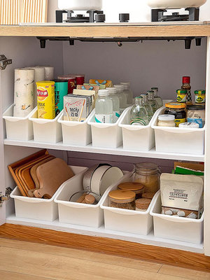 櫥柜收納盒廚房水槽冰箱收納盒置物架神器多功能家用下水槽雜物盒廚房收納 百貨