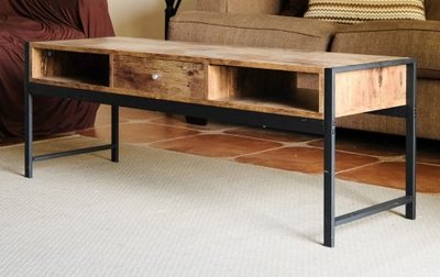 A~輕工業復古風鐵框126公分單抽矮茶几桌/和室桌/客廳桌/邊桌/咖啡桌/書桌