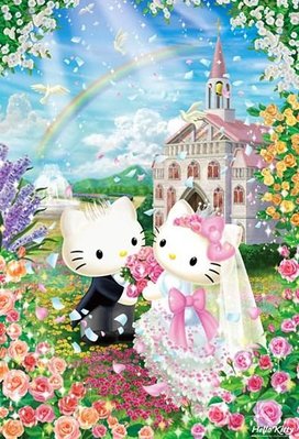 31-369 絕版1000片日本進口拼圖  三麗鷗 凱蒂貓 Hello Kitty 結婚 夢幻教堂婚禮