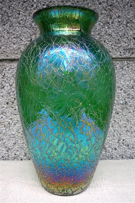 冰裂紋玻璃花瓶｜綠色幻彩｜台灣早期外銷庫存