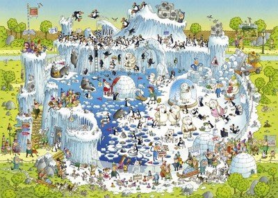 〔無孔Blue〕德國雷諾瓦HEYE-極地棲息地 動物園-1000片拼圖