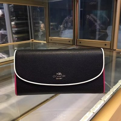 【小怡代購】 全新 COACH 12586 美國正品代購新款女士荔枝紋牛皮翻蓋長夾 超低直購