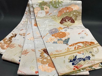 [西陣錦織]˙日本(和服kimono丸帶)˙正絹˙錦織˙古布˙(4681)