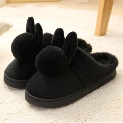 室內拖23-24黑兔子保暖冬天絨毛毛茸茸禦寒舒適雪靴戶外拖鞋戶外鞋室內保暖鞋 尺寸