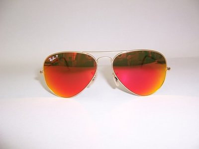光寶眼鏡城(台南)Ray-Ban太陽眼鏡*RB3025/112/4D, 超酷消光金框,橘紅色水銀鏡面,偏光 *旭日公司貨