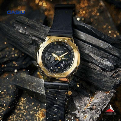 （旺達）【新品上架】卡西歐 G-shock 金屬黑金 GM-2100G-1A9 樹脂錶帶模擬數字男士運動手錶