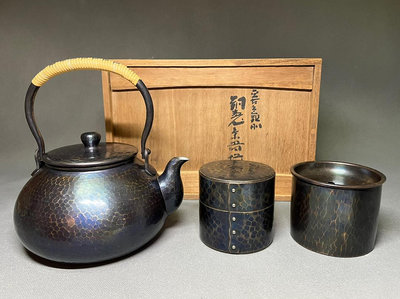 玉川堂茶具套裝玉川堂茶壺茶葉罐建水整張銅捶打茶道具