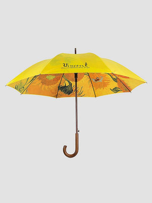 【熱賣精選】梵高油畫雨傘向日葵復古長柄傘雙層抗風傘雙人男女彎鉤晴雨兩用傘