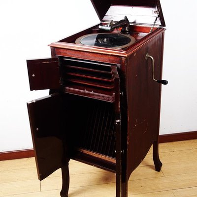 百寶軒 1920S懷舊復古西洋古董黑膠唱片機Victor小狗落地櫃機手搖留聲機 ZG3802