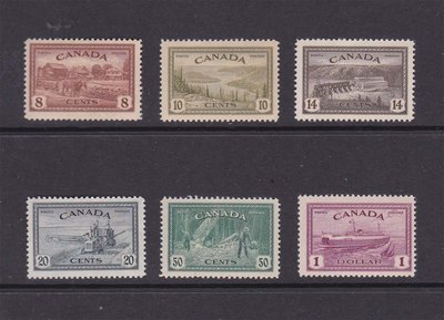 出國休假中【雲品五】加拿大Canada 1946 Sc 268-273 set MNH(except 268-270 MH) 庫號