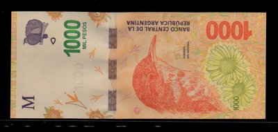 【低價外鈔】阿根廷ND(2017)年 1000 Pesos 最高額 紙鈔一枚，特價中~