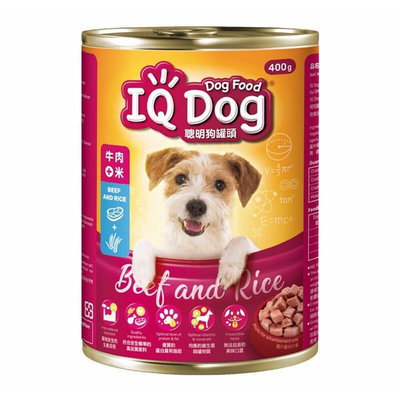 ｛宅配免運費｝IQ DOG聰明狗罐頭 牛肉風味+米400g (24缶/箱）【H4A204-1】