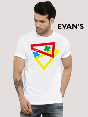 EVAN'S 設計款 - 同框短袖T恤 ( 白 / 灰 / 藍 )