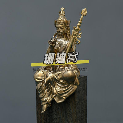 佛像蓮花生大師塑像大士擺件佛像純黃銅精致迷你隨身佛禪意家居裝飾品