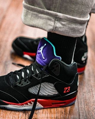 Air Jordan 5 “Top 3” 喬丹 黑紅紫 鴛鴦 透氣 氣墊 牛巴革 短筒 籃球鞋 CZ1786-001男鞋