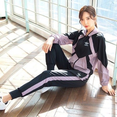 現貨熱銷-Adidas 愛迪達 三葉草 秋冬 女士 修身 顯瘦 健身 運動 休閒 瑜伽 跑步 外套 套裝