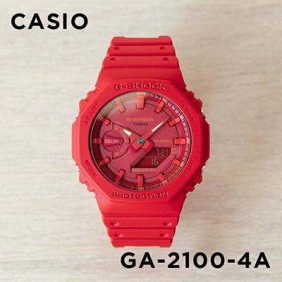 【金台鐘錶】CASIO卡西歐 G-SHOCK 超人氣的(紅色)八角錶殼設計  農家橡樹 GA-2100-4A