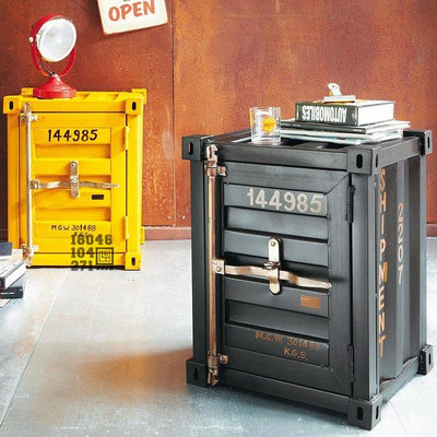 美宜家居工廠店美式鄉村LOFT復古鐵藝集裝箱柜子創意個性工業風做舊鐵櫃儲物斗櫃