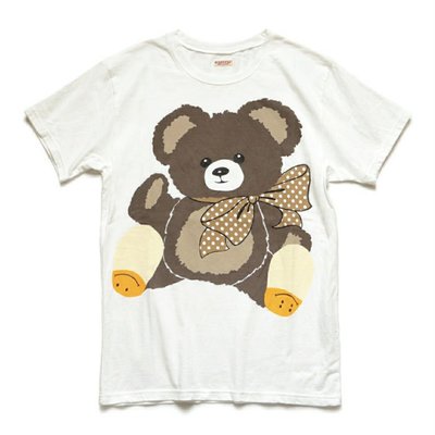 21SS KAPITAL 平田和宏 雙色蠟染小熊印花寬鬆情侶款圓領短袖T恤