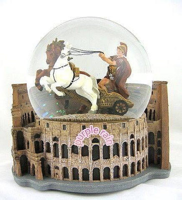 JARLL羅馬競技場戰士與馬車大型水晶球音樂盒。已絕版