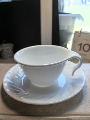 日本回流 美國corelle康寧奶玻璃強化瓷防摔瓷咖啡杯盤套