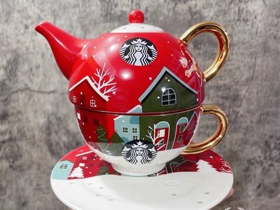 【珍華堂】2021年韓國星巴克Starbucks-聖誕雪景造型-陶瓷馬克杯壺組-三件套-全新品