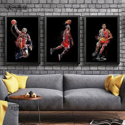 JORDAN喬丹海報掛畫 籃球NBA明星裝飾畫公牛宿舍書房客廳墻畫壁畫LWJJ