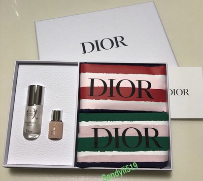 全新Dior 🔥迪奧巴亞德條文束口袋*2+旅行保養組(逆時能量精華,妝前乳)禮盒