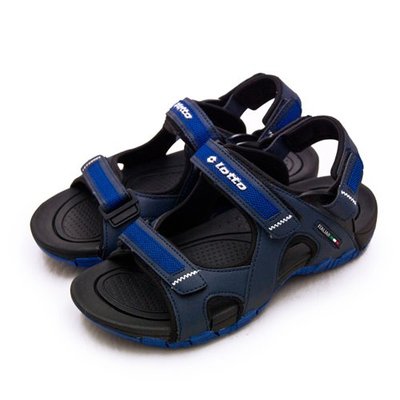 利卡夢鞋園–LOTTO 戶外運動涼鞋--野趣休閒系列--藍黑--1666--男